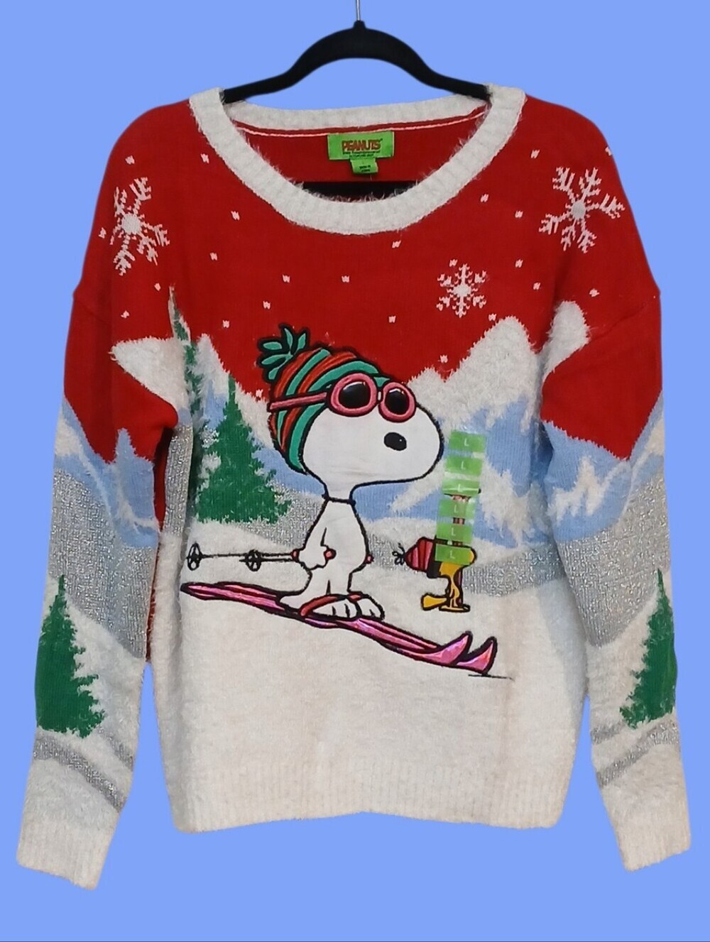 Peanuts - Snoopy Ski Club Sweater, Long Sleeves, Fuzzy & Warm, 2 Available L & M